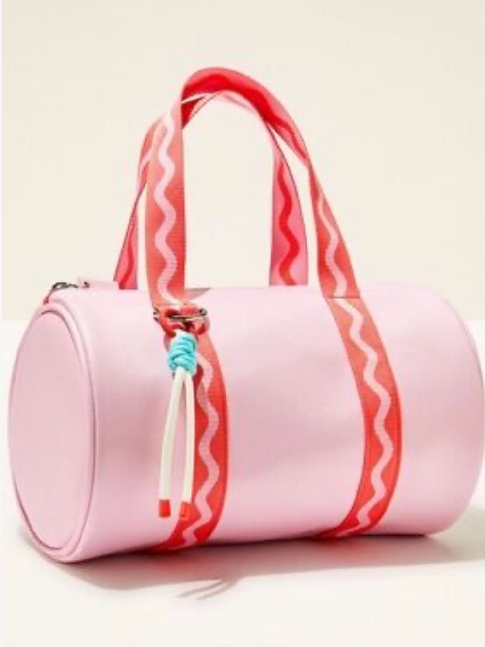 Bath & Body Works Light Pink Barrel Tote with Red Accent Straps